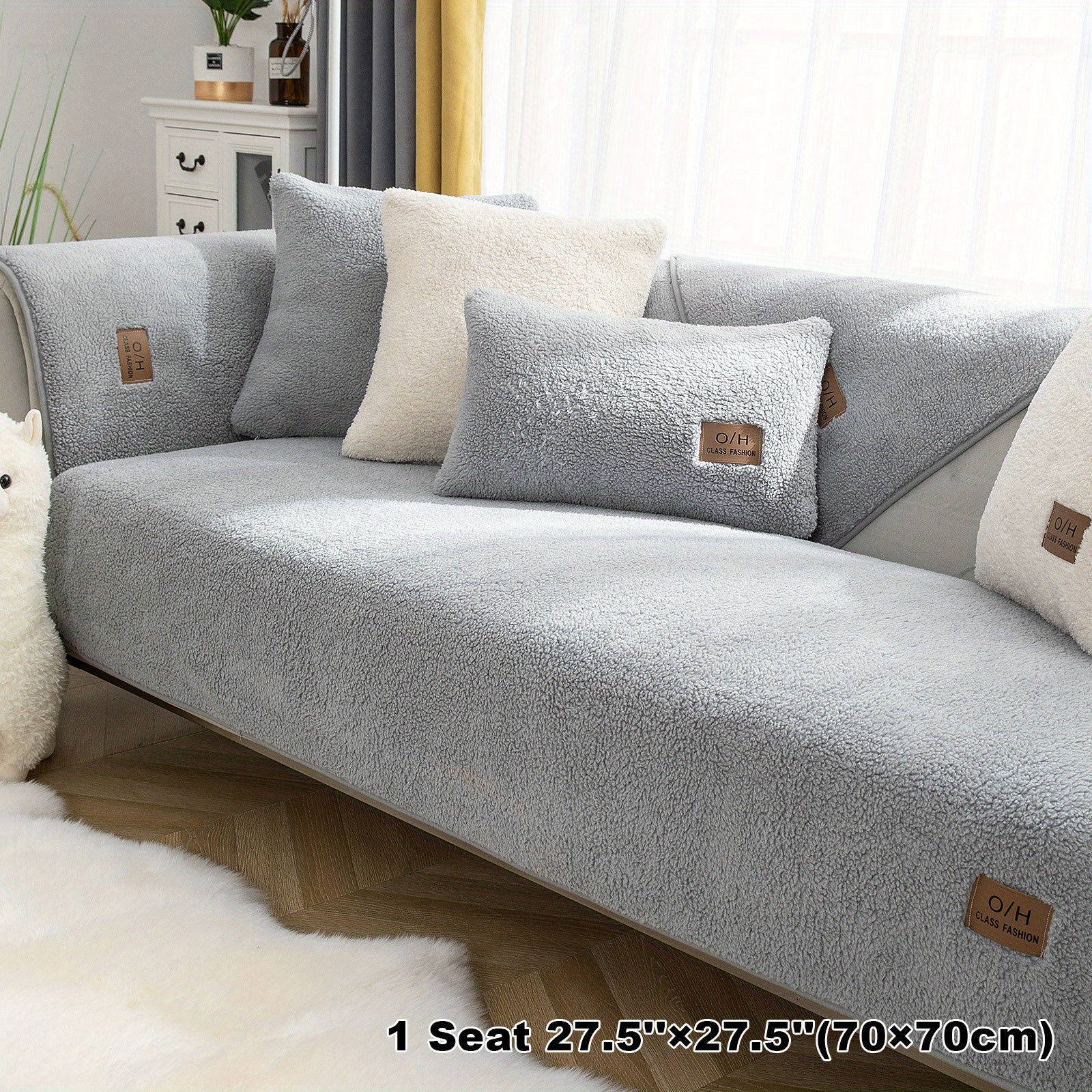 Plush Sherpa Sofa Slipcover Dog Friendly Couch Cover With - Temu