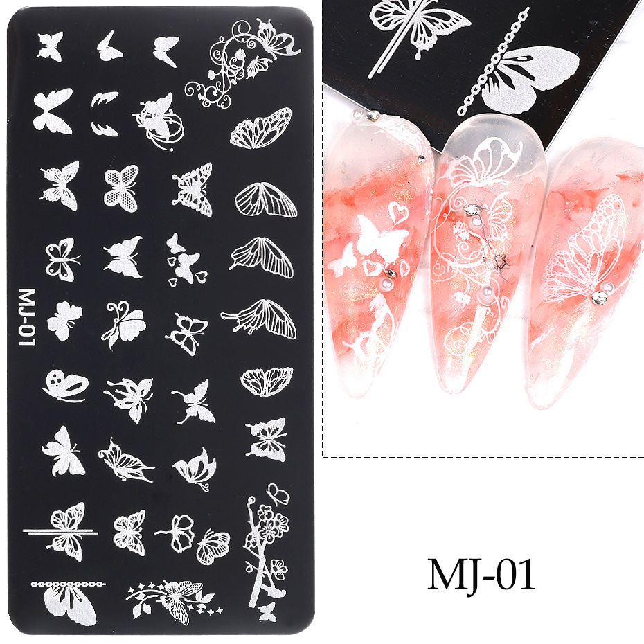 Y2k Heart, Leaf, Snake, And Skull Nail Art Stamping Plate - 3d