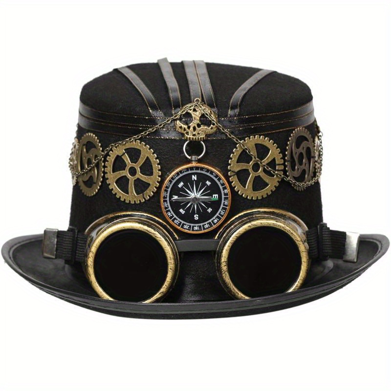 Image of Unisex Steampunk Compass Goggles Detachable Gear Sunshade Sunscreen Detection Adventure Cap Photography Props Halloween Stage Costumes
