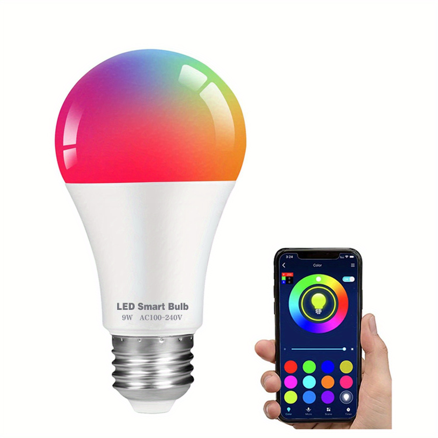 Smart Bulb – Dimmable, Colour Changing LED E27 + B22 Bayonet Adapter – Hey!  Smart Home