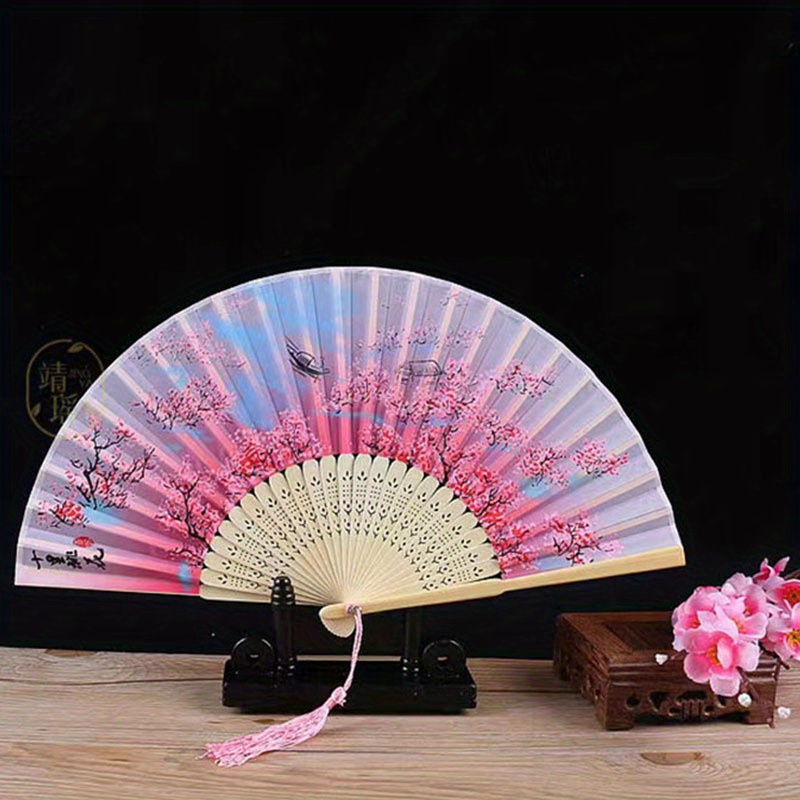  Leehome 8.27 (21cm) Folding Hand Held Fan for women - Rave Fan  - Chinese/Japanese Vintage Bamboo Silk Fans - for Dancing Wedding Party DIY  Decorations Gifts. (Red) : Home & Kitchen