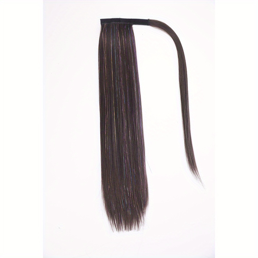 Colorful Tinsel Laser Synthetic Straight Ponytail Extensions