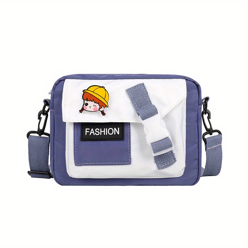 Letter Patch Bag Small Square Shoulder Bag With Pin