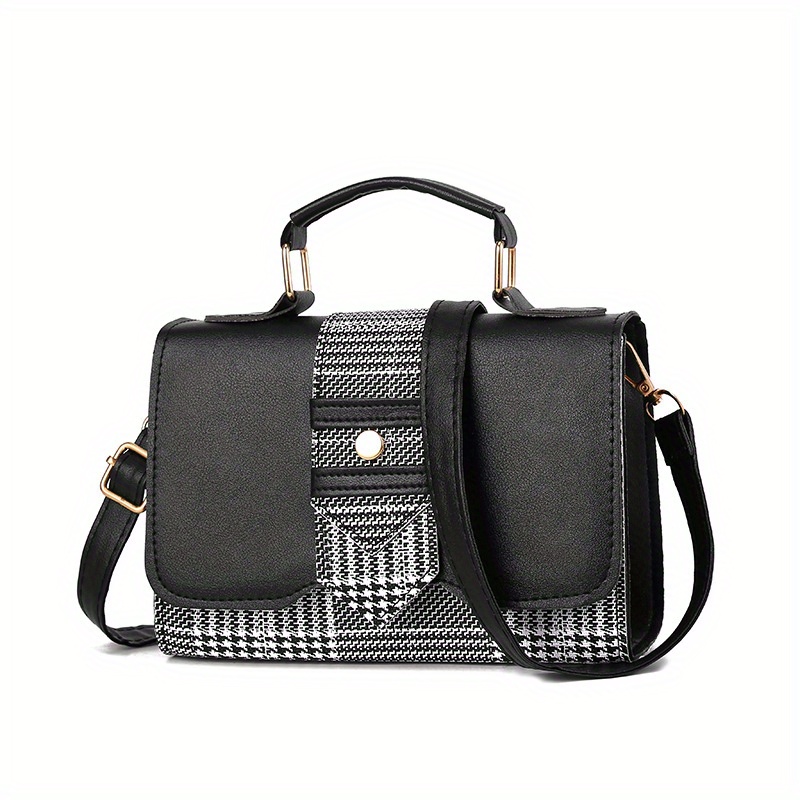 Small Shoulder Bag - Black/houndstooth-patterned - Ladies