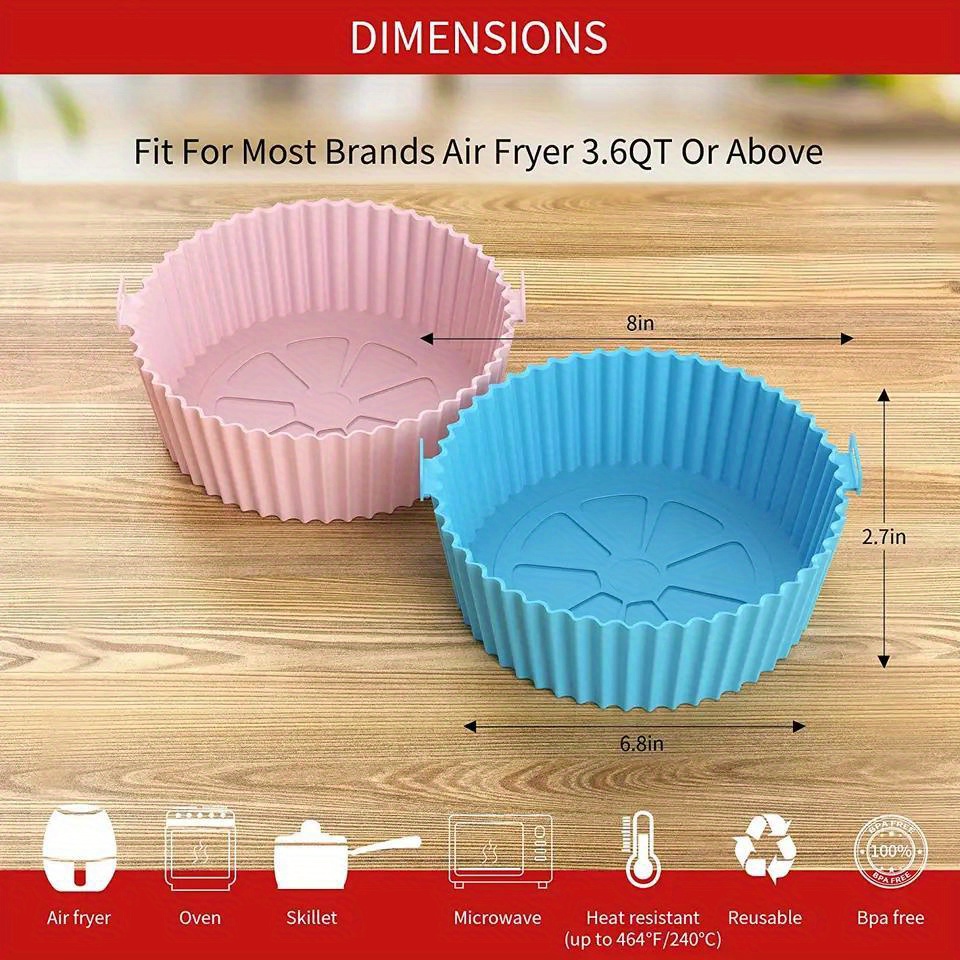 Bpa Free Large Round Square Shape Silicone Air Fryer Liners - Temu