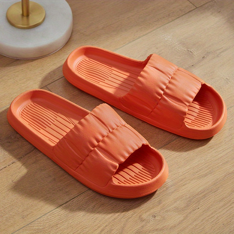 Women's Solid Ruched Slides Soft Sole Casual Pillow Lightweight Home Shoes