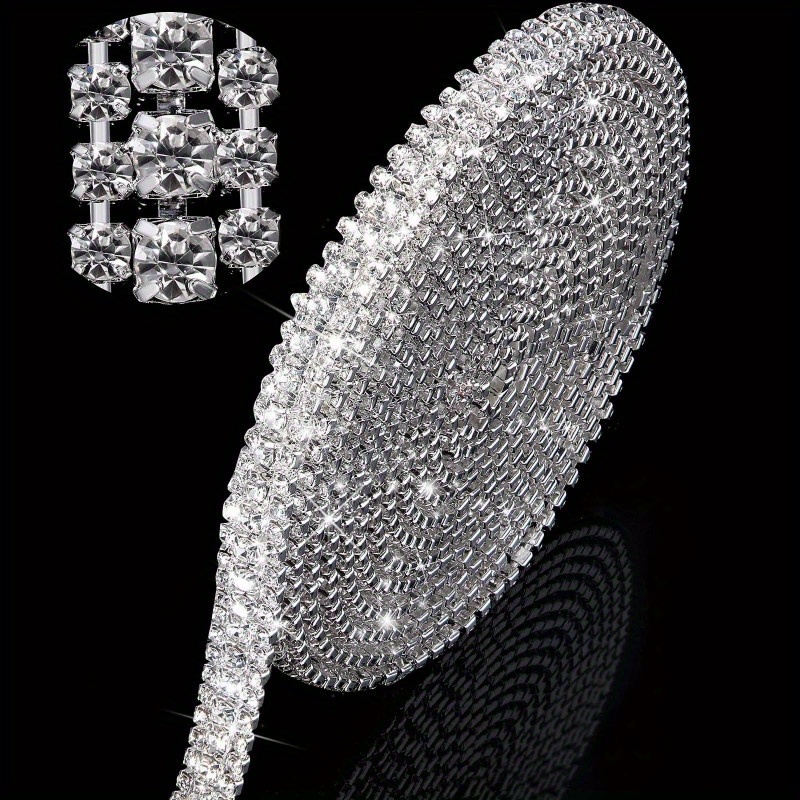 1 Yard Long 3 row rhinestone Wide Claw Rhinestone Chain Diy - Temu