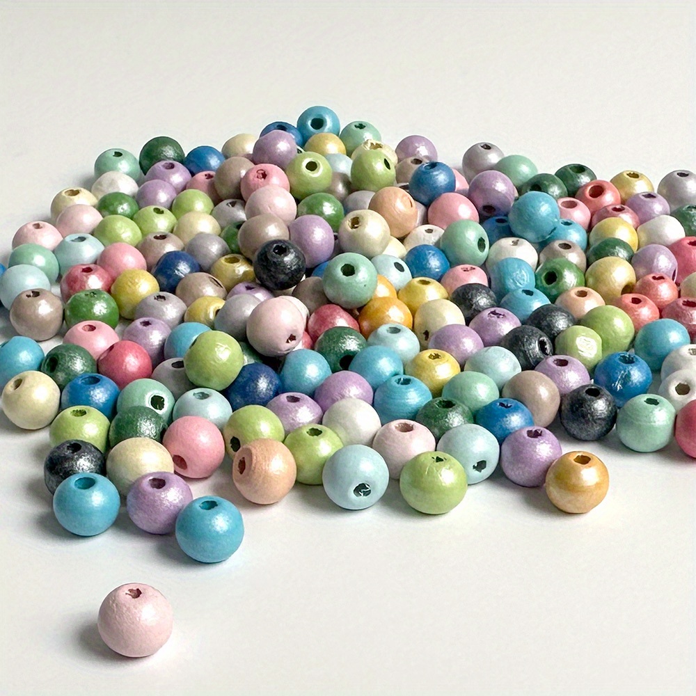 Color Baking Varnish Loose Bead Round Wooden Bead Lead free - Temu