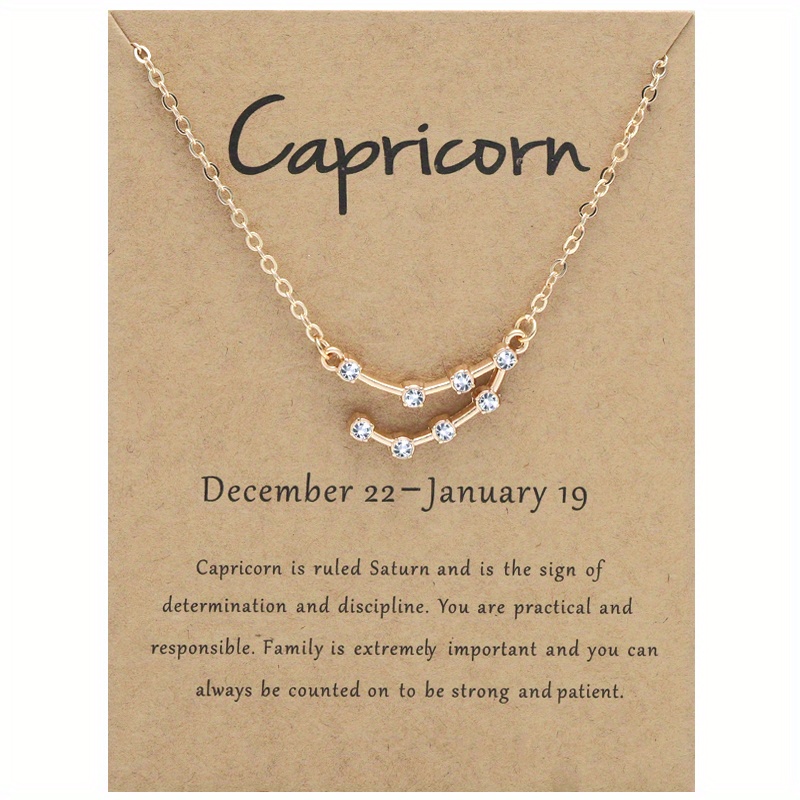 Golden-plated 12 Zodiac Necklace with Rhinestone Star Map Pendant Constellation Card Necklace,Temu