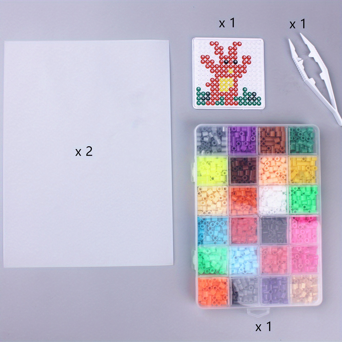 24 Grid Boxed Fuse Beads Set 5mm Fuse Beads Template Tweezers Ironing