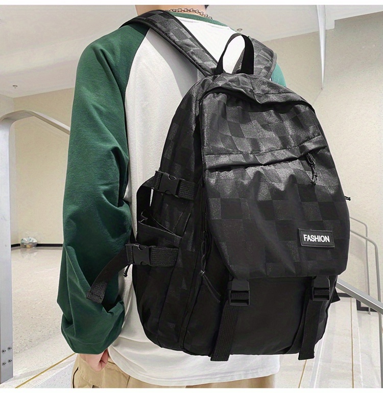 Large-capacity Checkerboard Checkerboard Backpack Men's Korean Version Of  The All-match Schoolbag Female High School Backpack Men's College Student