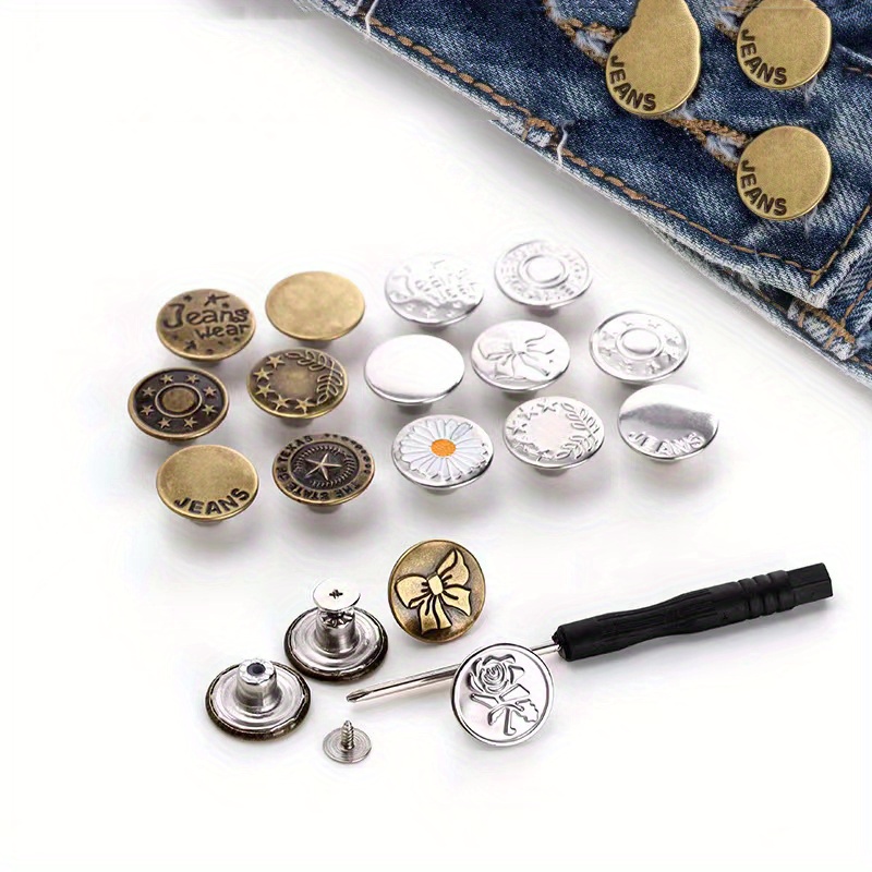 Nail-free Metal Jeans Button Snaps Detachable Pants Clips Buttons