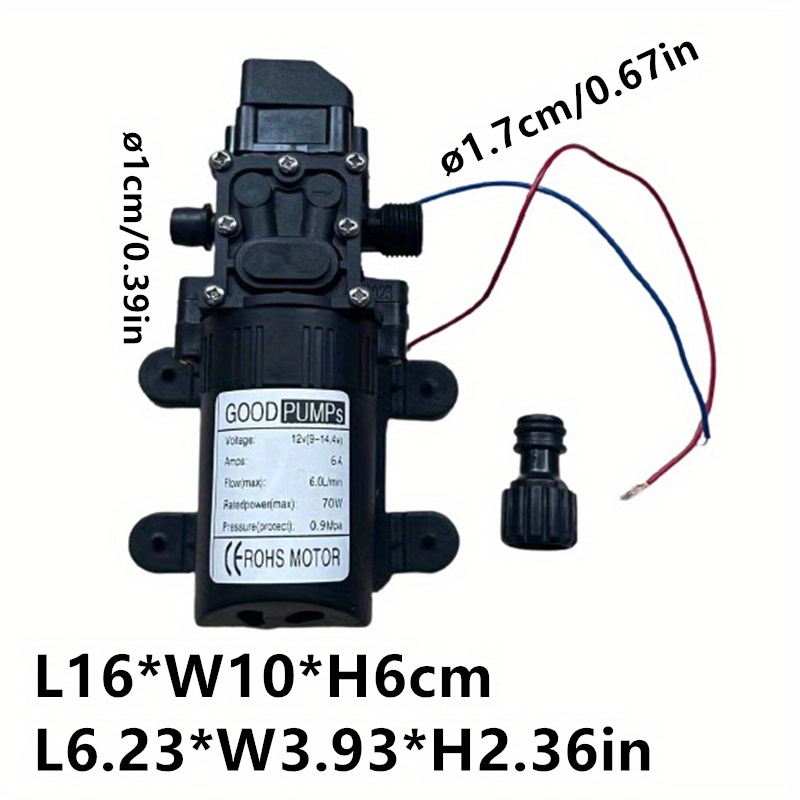 Pompe à eau 70W DC12V 130PSI 6L/Min diaphragme haute pression membrane  Amorçage
