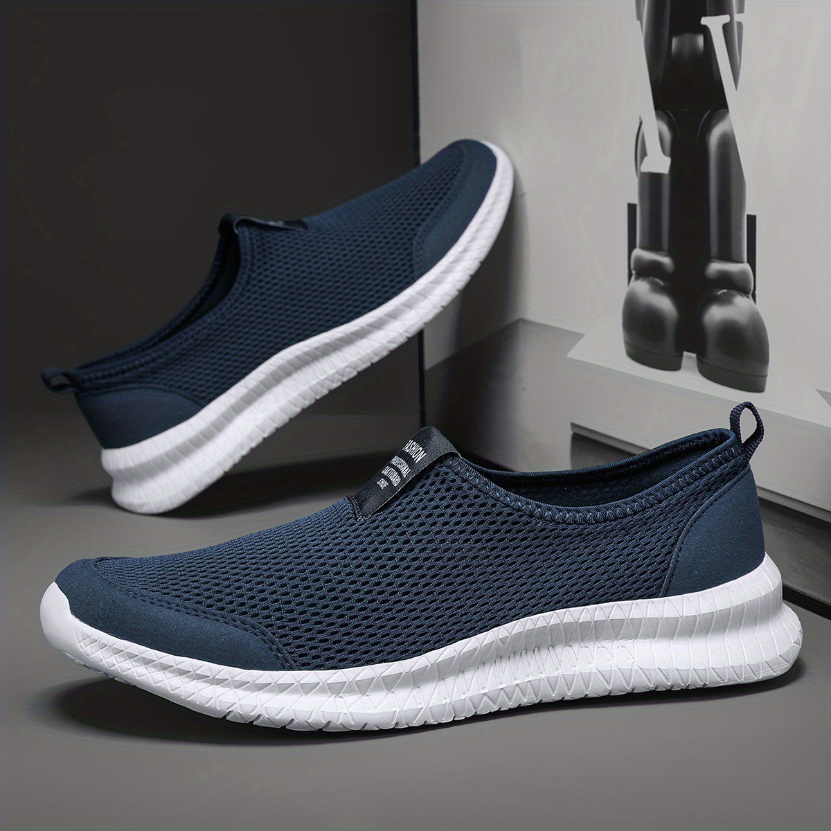 Mens Mesh Breathable Lightweight Slip On Casual Shoes For Traveling