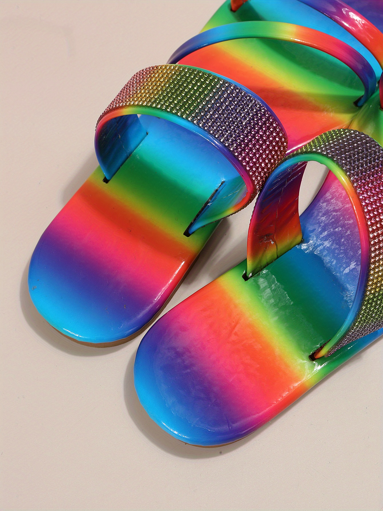 Rainbow slides with rhinestones new arrivals