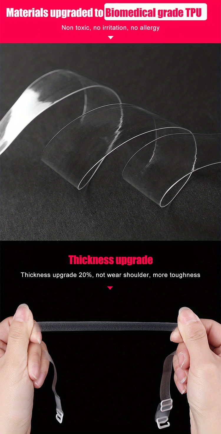Clear Bra Straps with High Elasticity, Detachable And Adjustable Shoulder Straps for Women, Featuring a Stainless Steel Hook And Encapsulated by TPU from Germany.