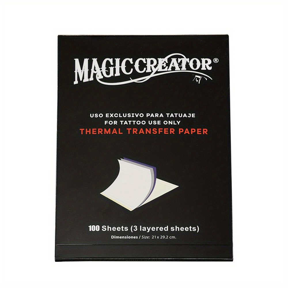 Magic Creator 100Pcs Tattoo Transfer Paper, Stencil Stuff 4 Layers Ultra HD  Premium Thermal Tattoo Stencil Paper, Tattooing Transfer Paper for Tattoo