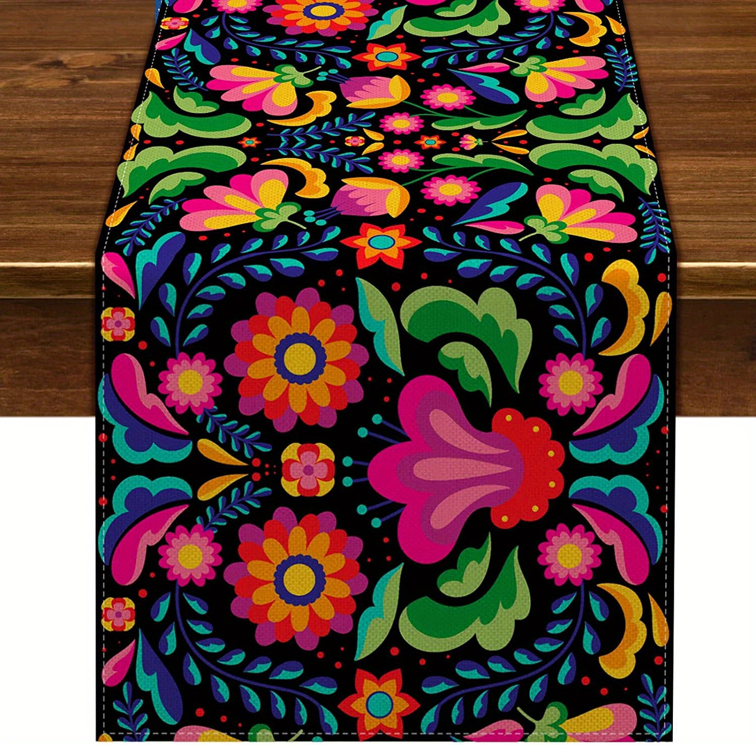 Linen Table Runner, Mexican Style Table Runner, For Dia De Los Muertos