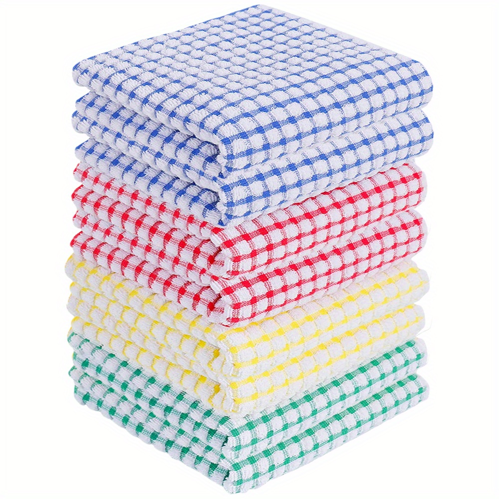 Dish Cloths Waffle Square Plaid Dishwashing Towels Cleaning - Temu