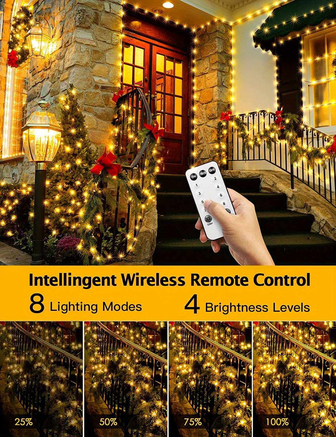 1 set 400 led christmas lights 164ft outdoor string lights plug in fairy lights green wire with remote timer 8 lighting modes decorations lights for tree xmas indoor wedding garden multi colored warm white cool white details 6