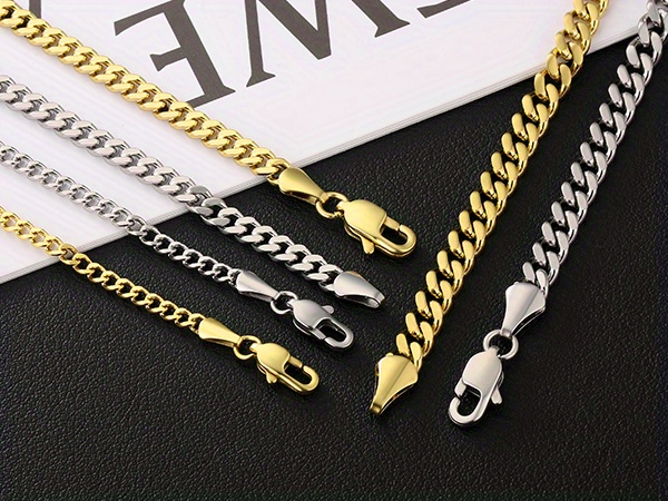 Krkc co 14k Golden Plated Stainless Steel Cuban Necklace Men