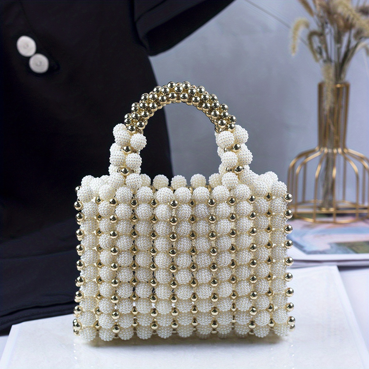 Beaded pearls evening clutch bags