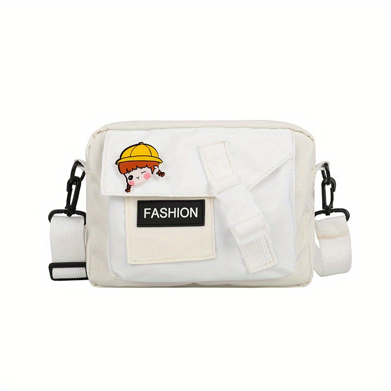 Letter Patch Bag Small Square Shoulder Bag With Pin
