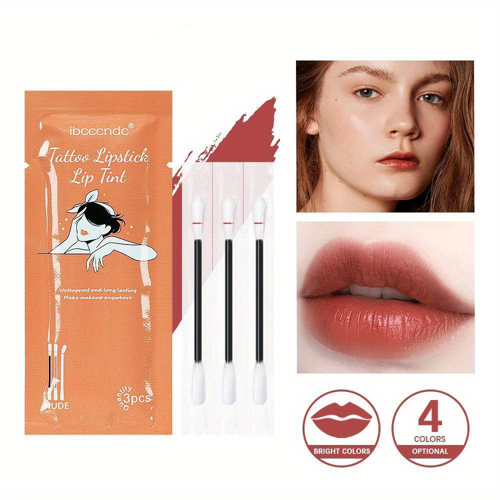 Cotton Swab Lipstick Velvet Matte Lipstick Easy Coloring Long Lasting