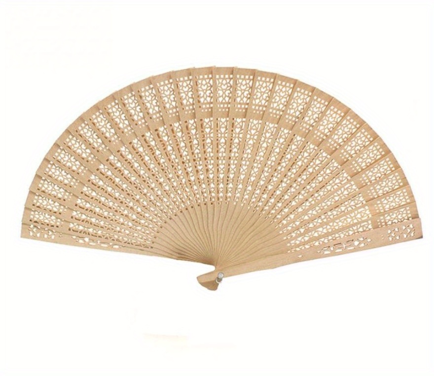 24PCS Wedding Fans Elegant Wooden Fan Folding Hand Fan For Favors Fan Bridal Party Performance Favor details 4