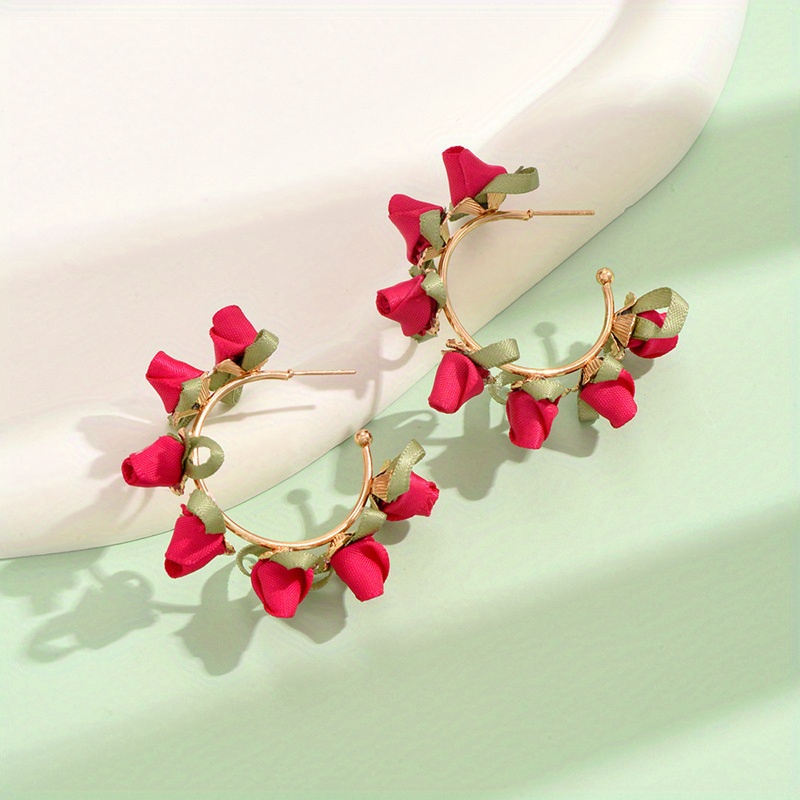 Hawaiian Plumeria Flower Earrings & Necklace Set - Bohemian Summer Beach Jewelry For Women - View #6