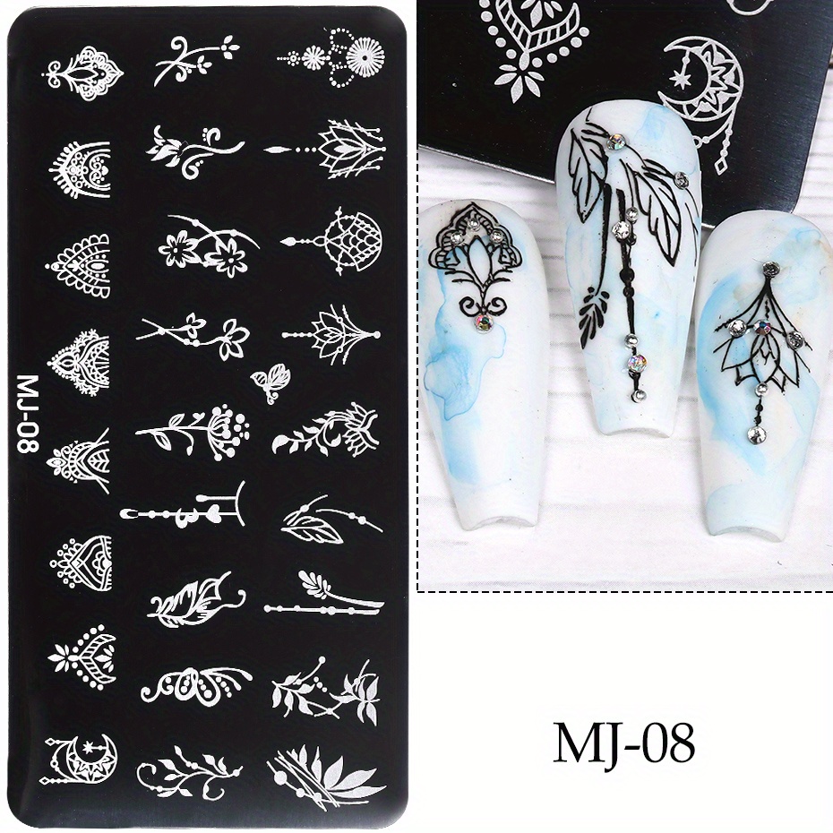 Y2k Heart, Leaf, Snake, And Skull Nail Art Stamping Plate - 3d