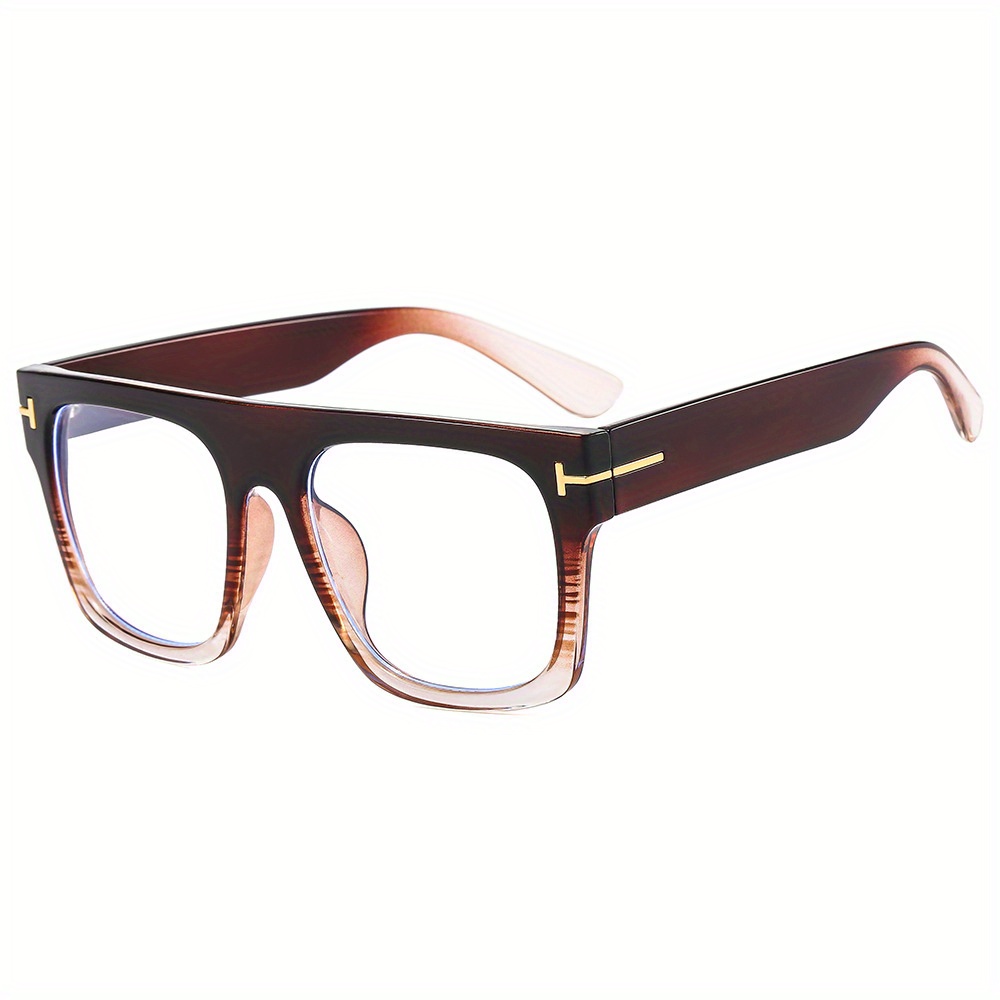 Men's Square Flat Mirror Myopia Glasses Anti Light PC Spectacles