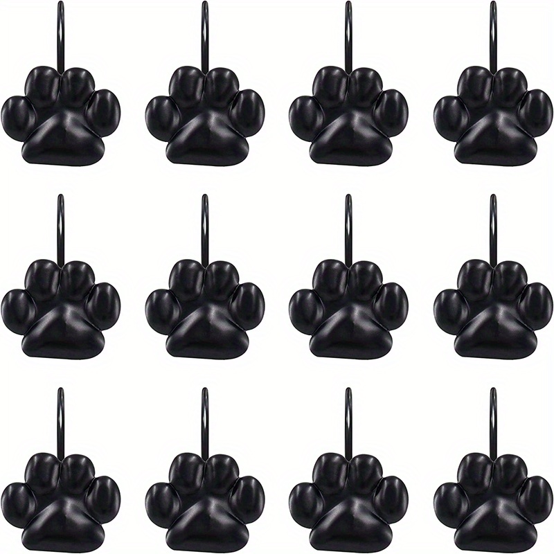 12pcs Paw Print Shower Curtain Hooks - Rust Proof and Fashionable
