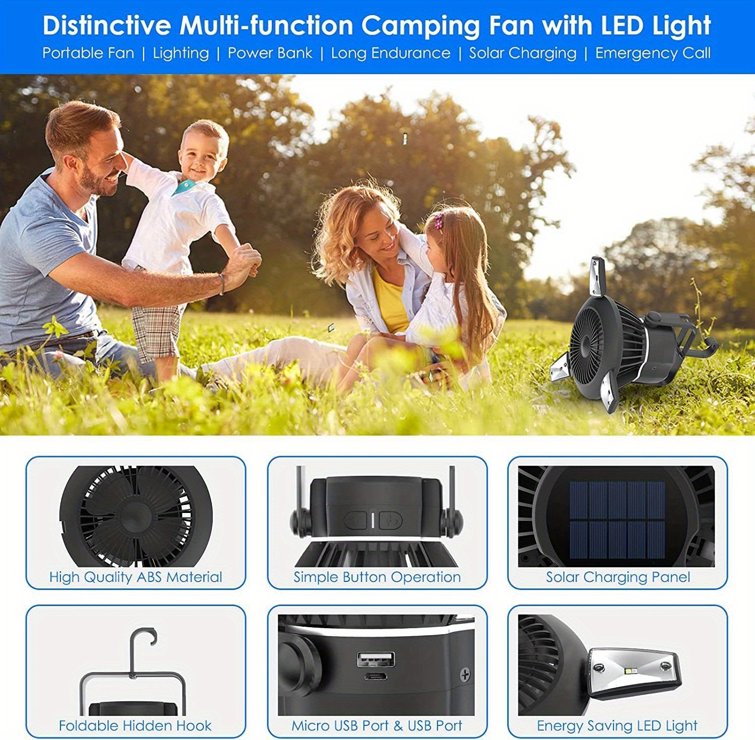 Dropship Portable Camping LED Fan 2 In 1 Outdoor Battery/USB Operated  Hanging Hook Camping Hiking Travel Lantern Cooling Fan to Sell Online at a  Lower Price