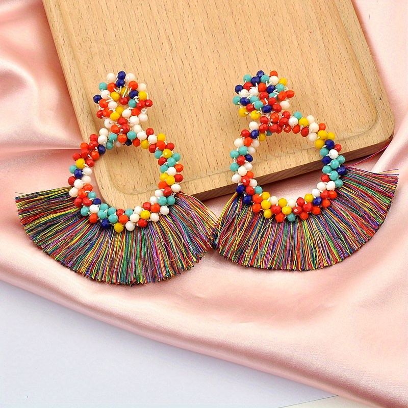 Thread hot sale tassel earrings