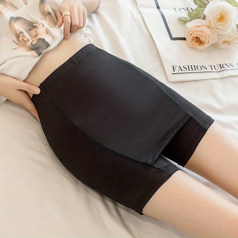 Solid Seamless Double layer Safety Shorts Front Crotch Anti - Temu