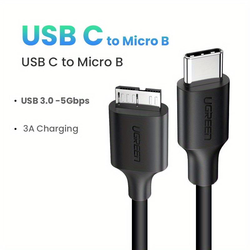 UGREEN USB C to USB 3.0 Micro B Cable, Fast Charging and Sync Data Transfer  Cord, Compatible with Samsung Galaxy S5 Note 3 Seagate WD Toshiba External