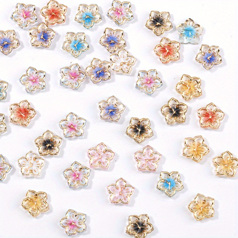Image of 50pcs 3d Ice Transparent Flower Nail Art Charms With Design - Resin Nail Art Jewelry For Nail Art - Add Sparkle And Style To Your Manicure Easter