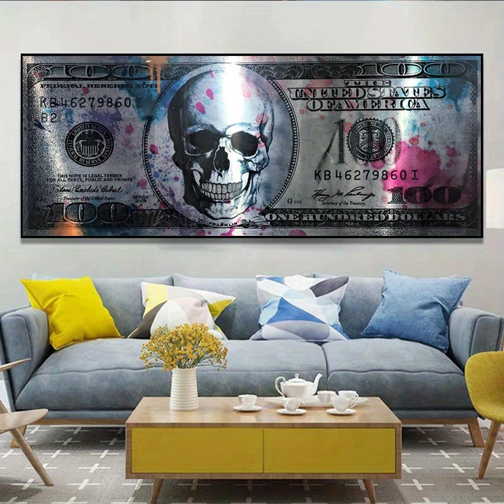 Poster Tela Arte Moderna 1 Pezzo - Immagine 100 Dollari Decorazione Parete  Soggiorno - Design Creativo Denaro - Senza Cornice - 19,6x47 Pollici,  Decorazione Halloween - Casa E Cucina - Temu Italy