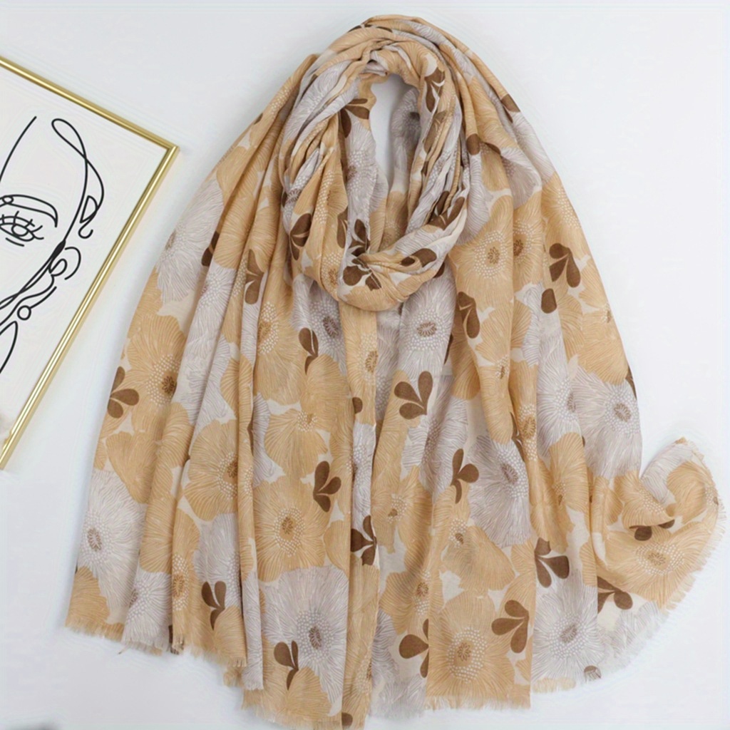 Boho Flower Print Scarf Warm Shawl Women Sunscreen Headwrap