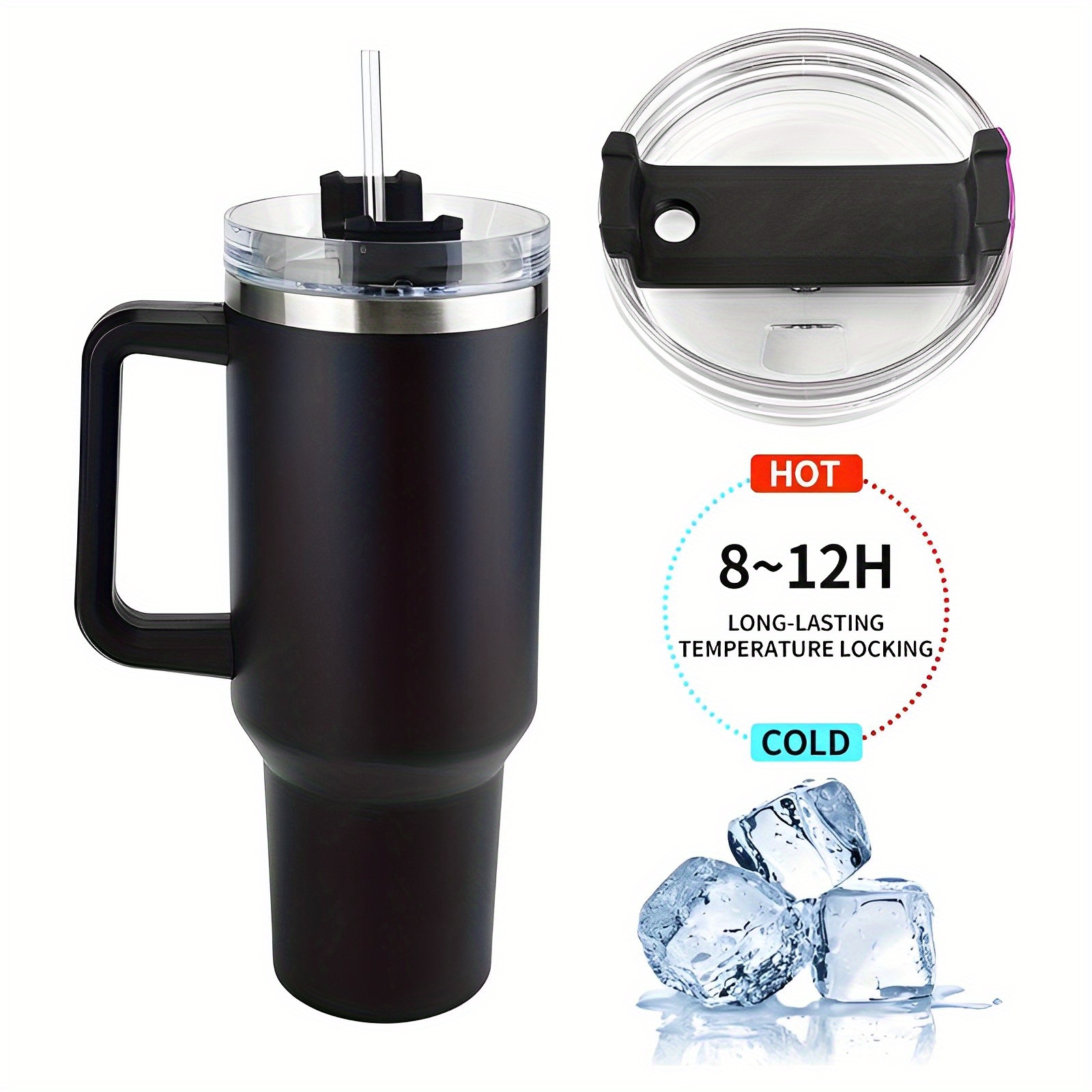 40oz Tumbler with handle, lid and straw, BPA-free plastic lid, Powder  coated, double wall vaccum ins…See more 40oz Tumbler with handle, lid and  straw