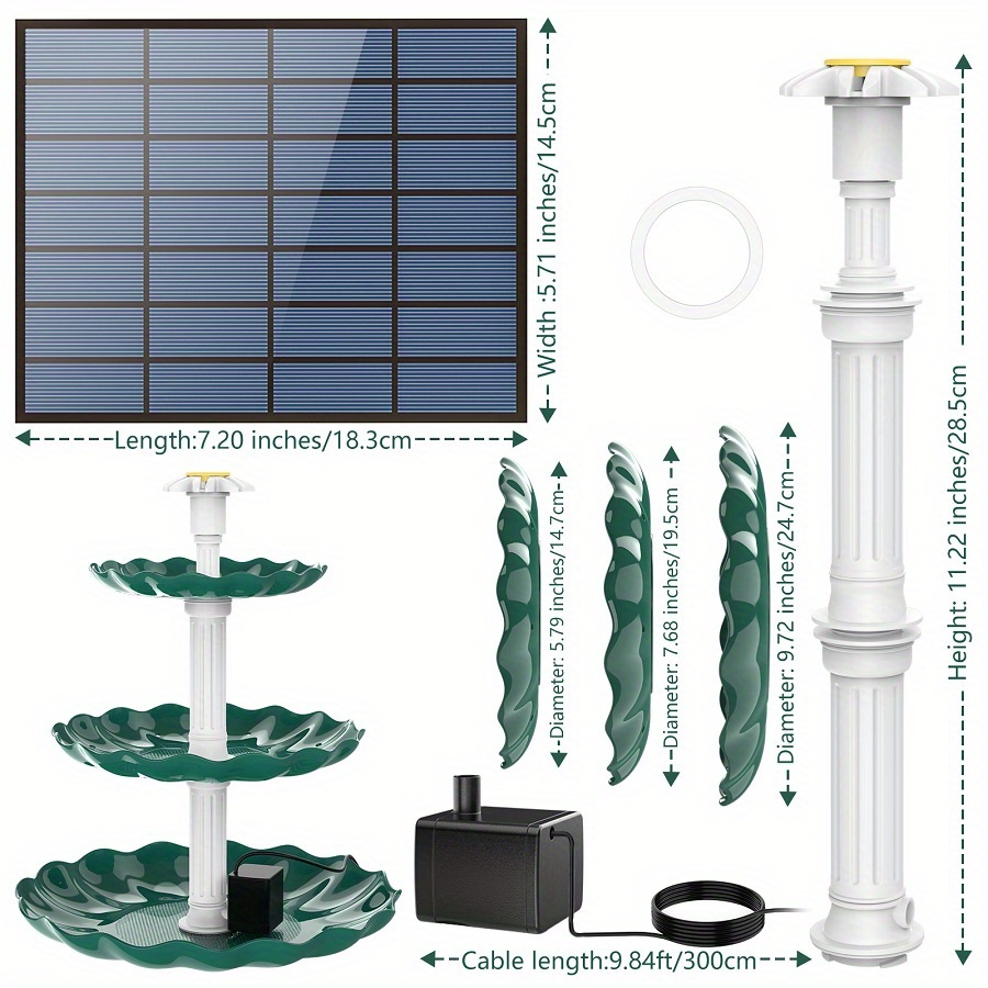 AISITIN 7W Fuente Solar y Fuente de Agua Triple con Conjunto de