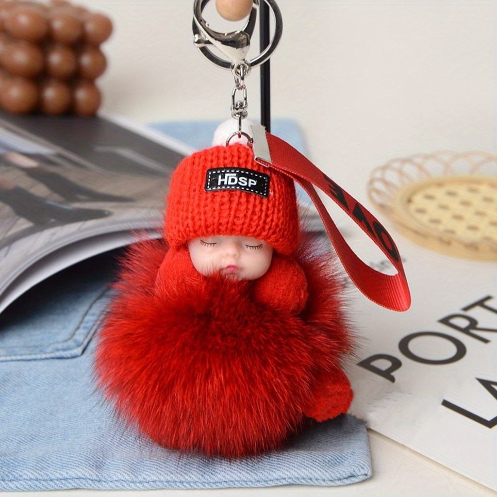 Fox fur pom deals pom keychain