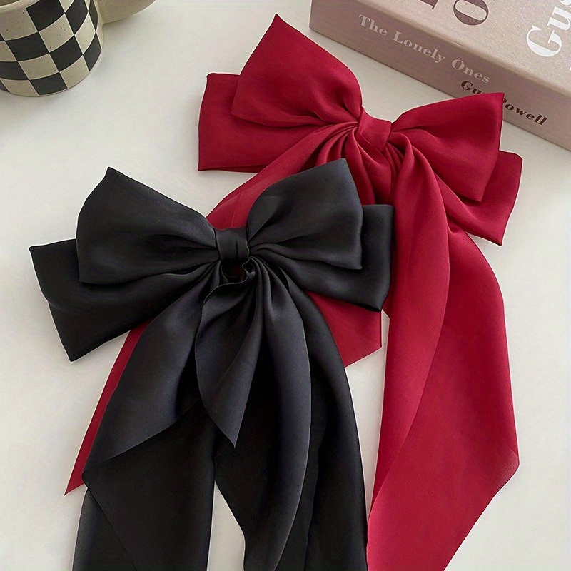 4pcs/set Elegant Ribbon Bow Decor Hair Clips, Bobby Pins, Hairpins Sweet Cute Bowknot Hair Accessories,Temu