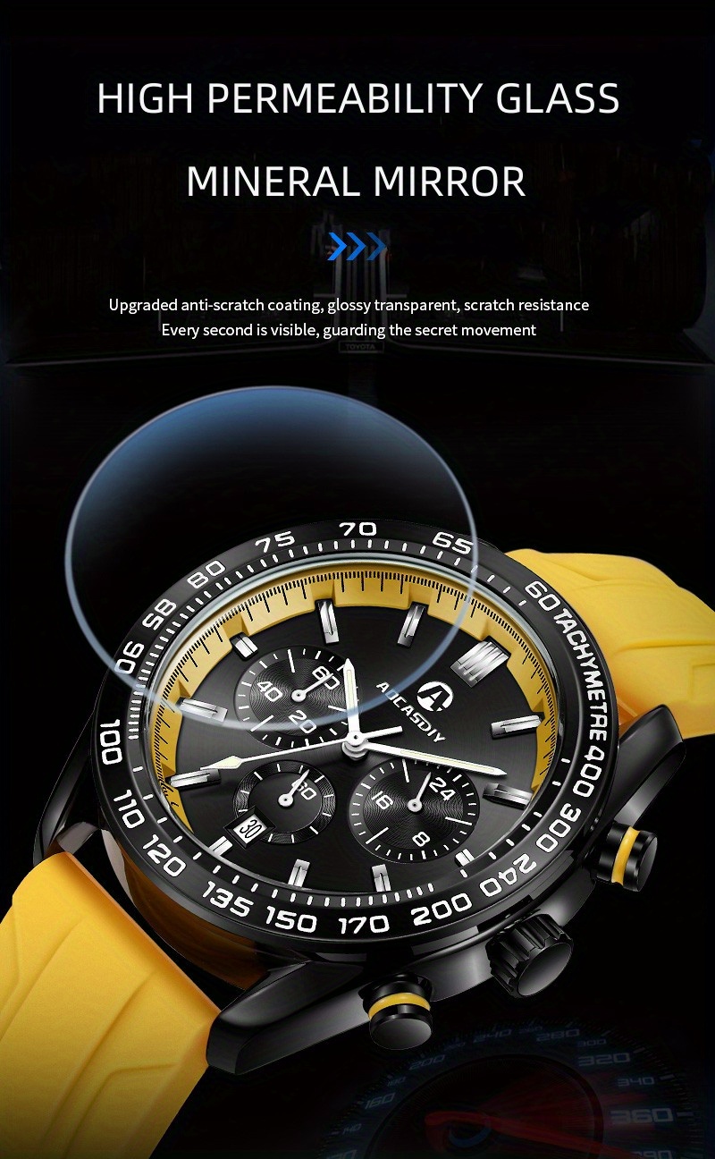 トップ多機能ブランド腕時計高級スポーツ腕時計メンズ クロノグラフ日付防水シリコン男性、ギフトに最適