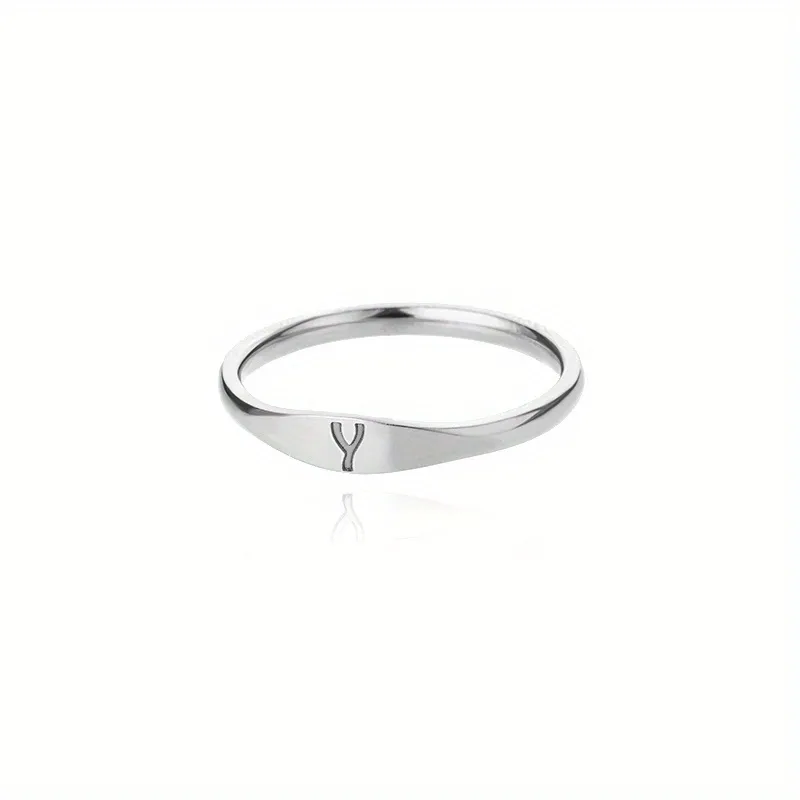 1pc New Fashionable Golden Platinum Simple Stainless Steel Ring