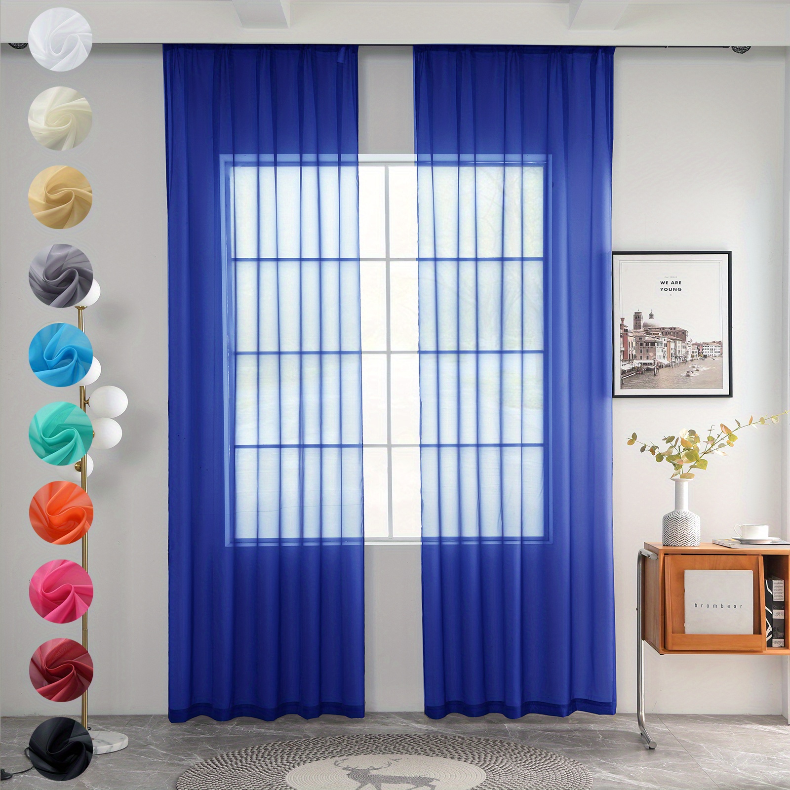 1 rod pocket sheer window curtain panels white