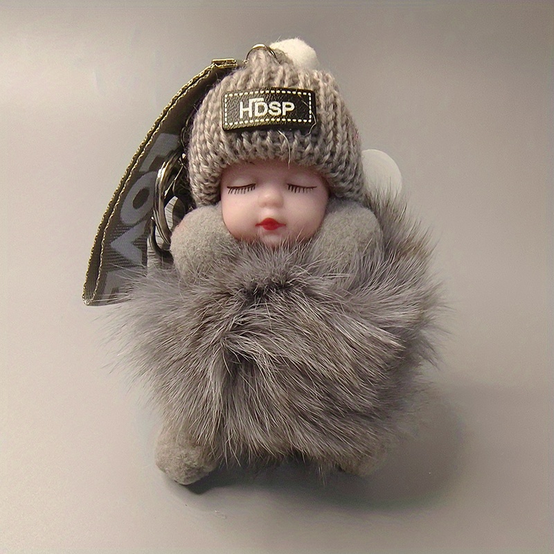 Cute Simulation Fox Fur Ball Pendant Sleep Doll Bag Pendant Men's