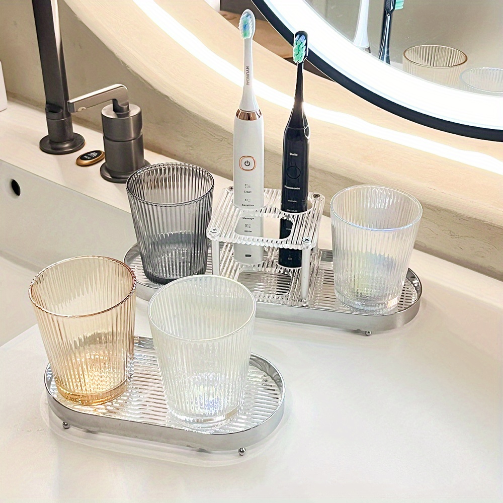Bathroom Mouthwash Cup Countertop Storage Rack, Toothbrush Storage Rack