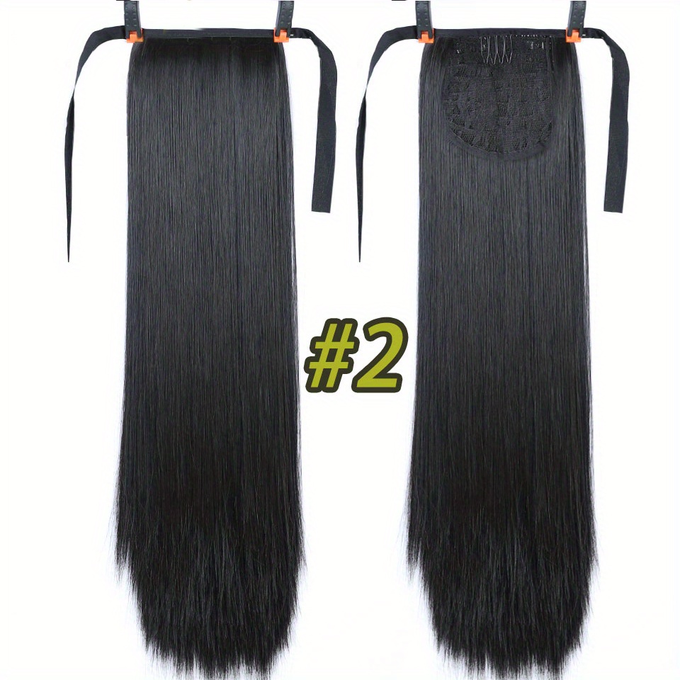 55 88 Cm Long Straight Ponytail Extensions Natural Look Hair Extensions